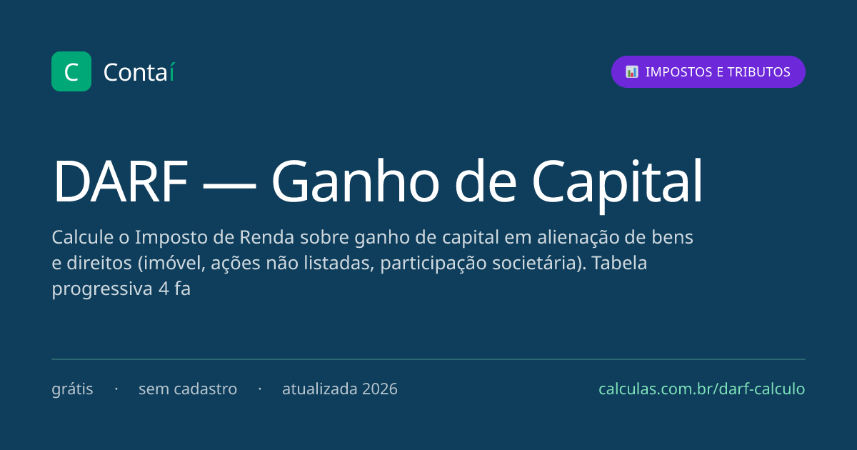 Calculadora de DARF — Ganho de Capital · Contaí
